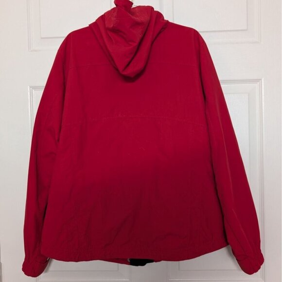 LL Bean Windbreaker Hooded Jacket Womens Size Medium Red Nylon Full Zip Outdoor - Picture 9 of 12
